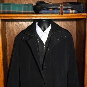Joseph Abboud Black Tic Classic Fit Car Coat,Liner